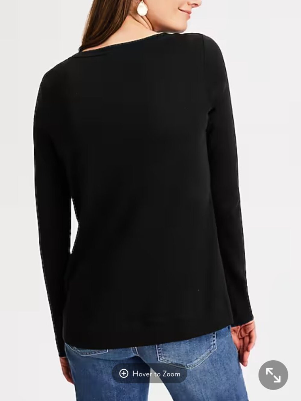 J.JILL Pima Long-Sleeve Crew-Neck Tee CLASSIC BLACK LARGE - Picture 3 of 3